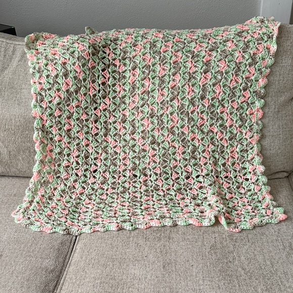 Other - Handmade Crochet Blanket in Pink and Green
